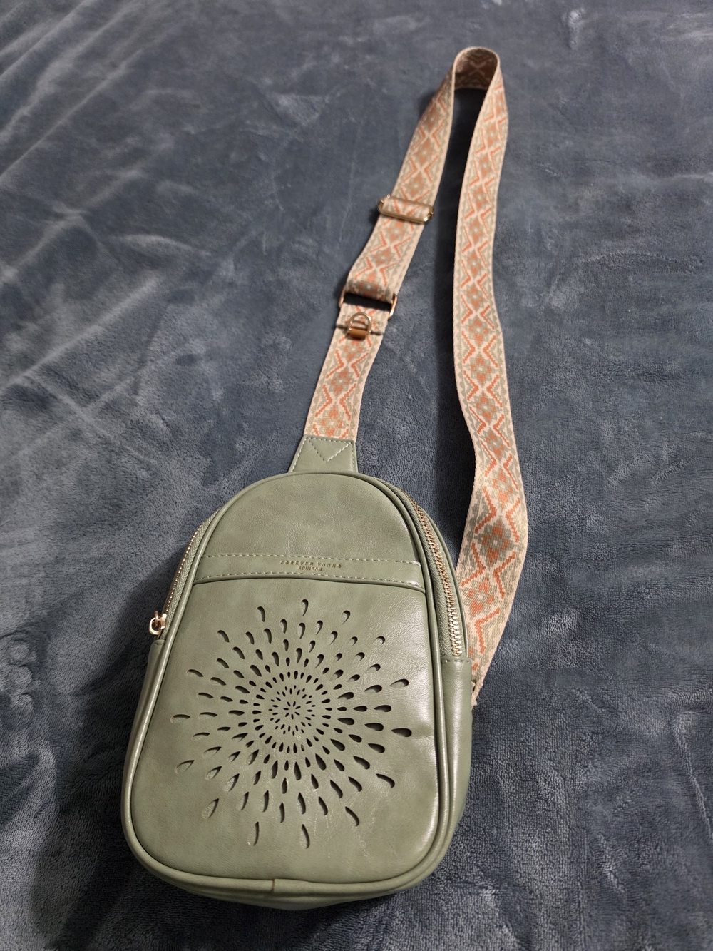 Green Laser-Cut Crossbody Sling Bag